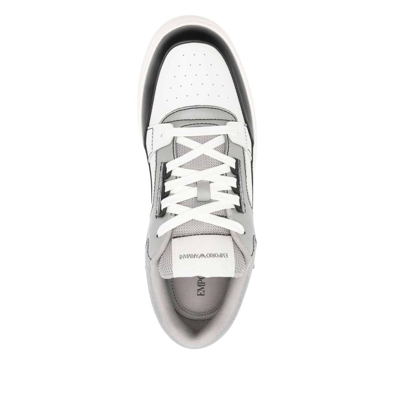 Emporio Armani Leather and mesh sneakers with contrasting details