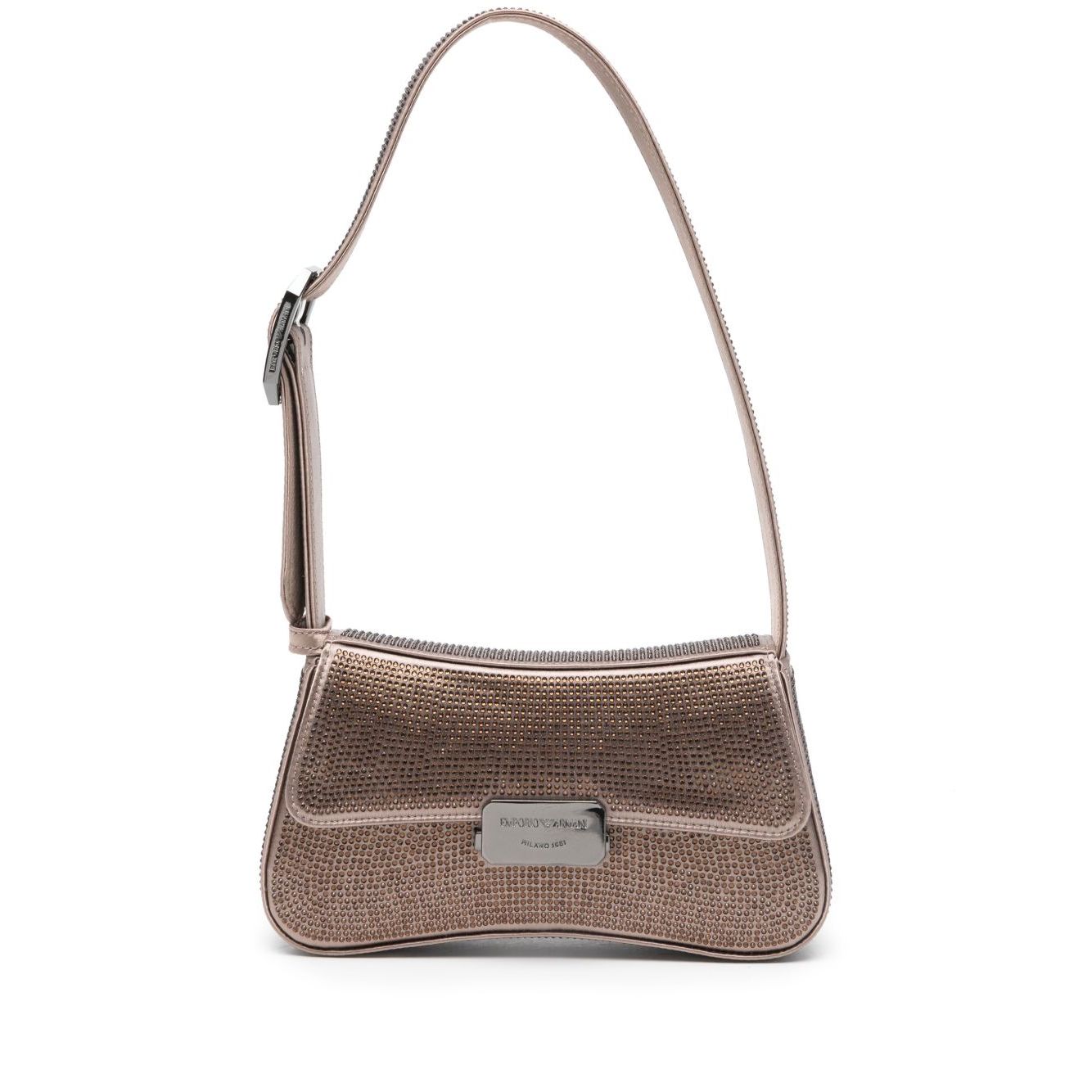 Emporio Armani Satin shoulder bag with rhinestones Shoulder
