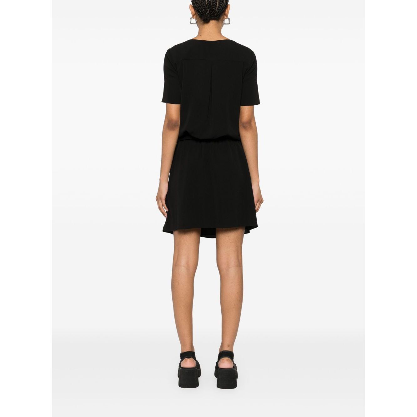 Emporio Armani Short dress with gathered waist and belt in flowing crepe Dresses