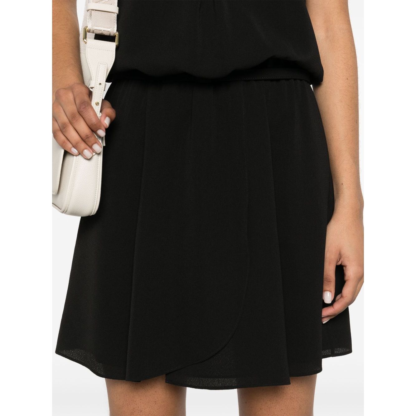 Emporio Armani Short dress with gathered waist and belt in flowing crepe Dresses