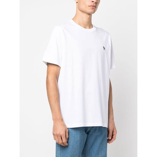 PS By Paul Smith T-shirts and Polos White, featuring a white cotton tee with short sleeves, crew neck, and zebra logo on the chest.