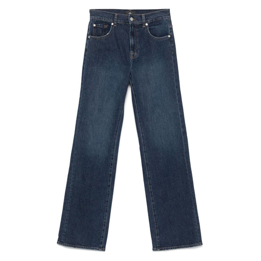 Seven Jeans Blue wide-leg denim with navy blue color, button fly, classic five pockets and belt loops. Perfect Tess style jeans.