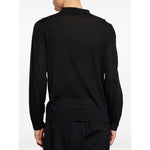 Back view of Paul Smith T-shirts and Polos Black, featuring long sleeves and ribbed cuffs, made from wool with a short front button fastening.