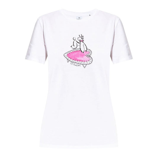 PS By Paul Smith T-shirts and Polos White with dog print on short sleeve crew neck organic cotton tee.