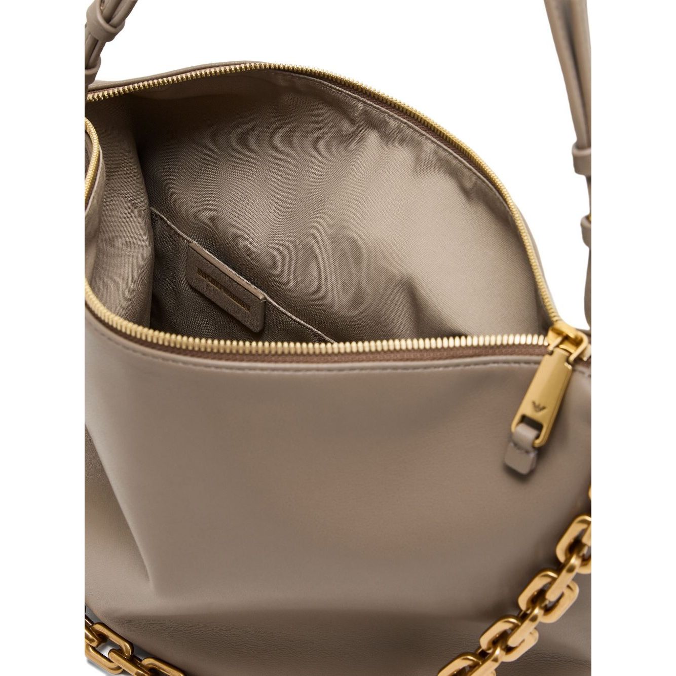 Front view with bag zipped and handles upright.
