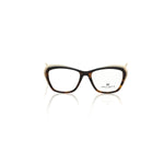 Frankie Morello Multicolor Acetate Women's Frame cat-eye eyeglasses with turtle pattern and cream temples.