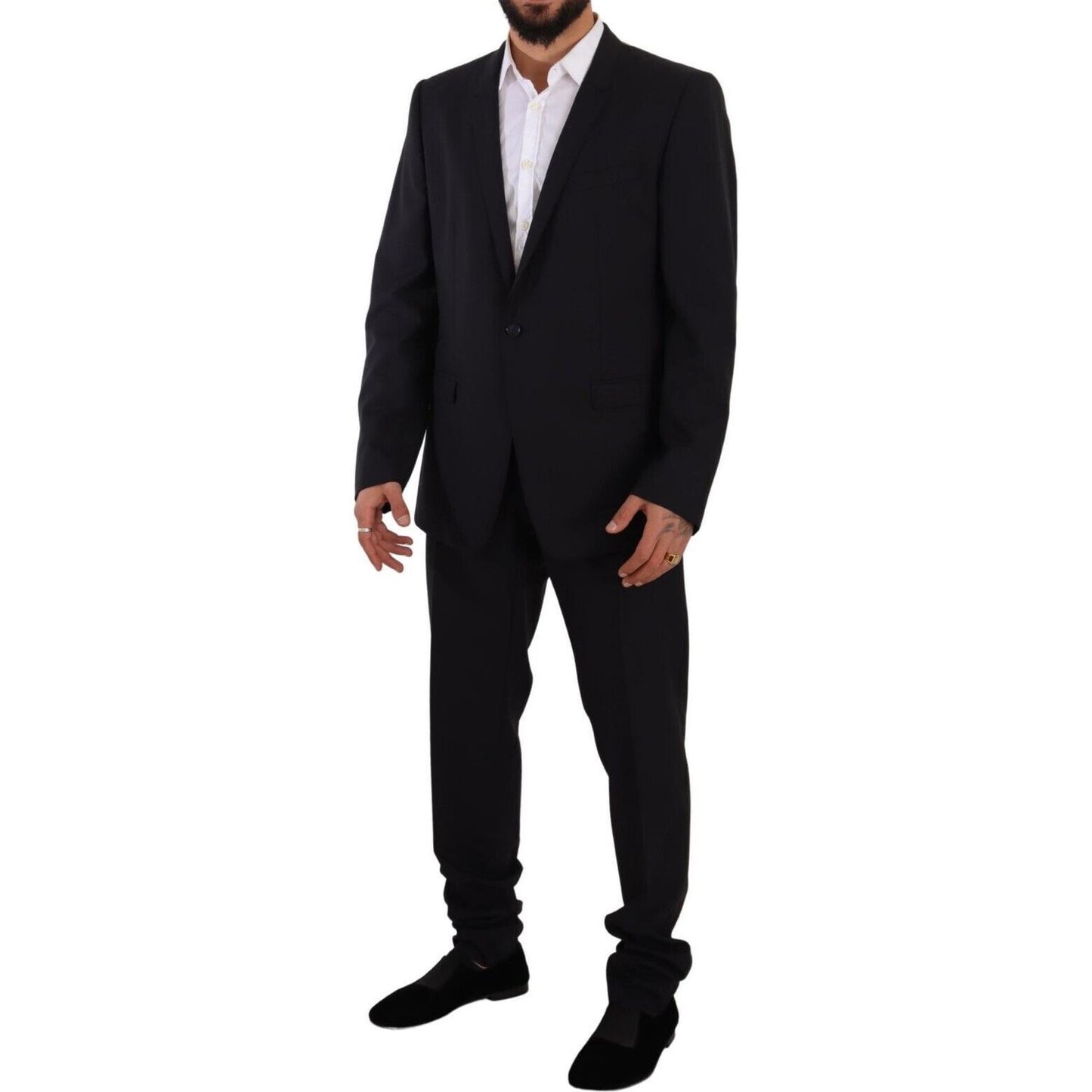 Dolce & Gabbana Blue GOLD Wool Single Breasted 2 Piece Suit