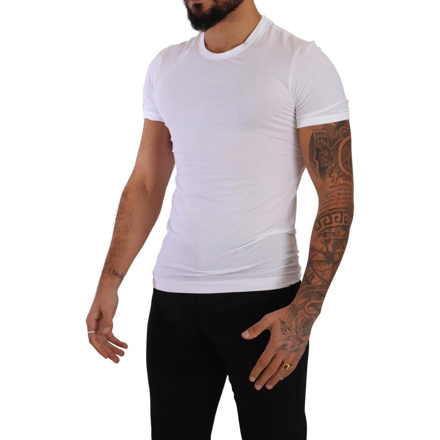 Dolce & Gabbana White Round Neck Cotton Stretch T-shirt Underwear