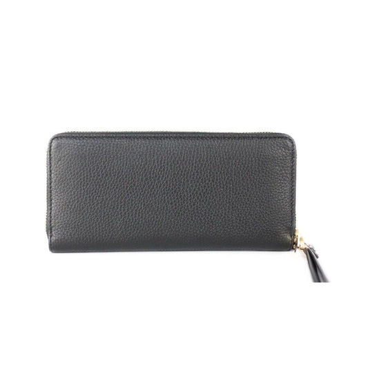 Michael Kors Jet Set Travel Large Black Pebble Leather Continental Wrist Wallet