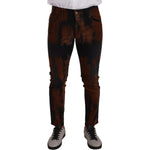 Dolce & Gabbana Black Brown Tie Dye Cotton Skinny Denim Jeans