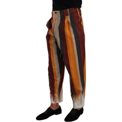 Dolce & Gabbana Multicolor Striped Cotton Tapered Trouser Pants