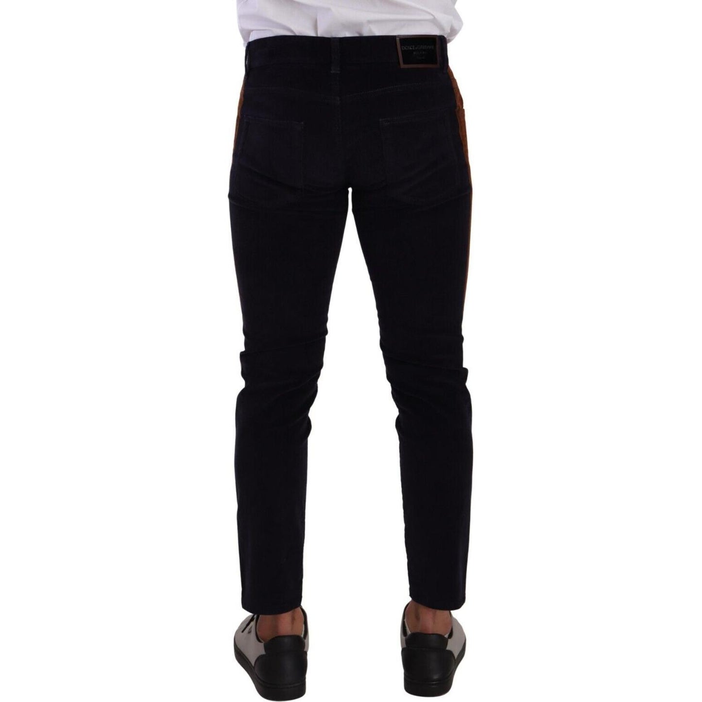 Dolce & Gabbana Blue Cotton Stretch Skinny Corduroy Jeans