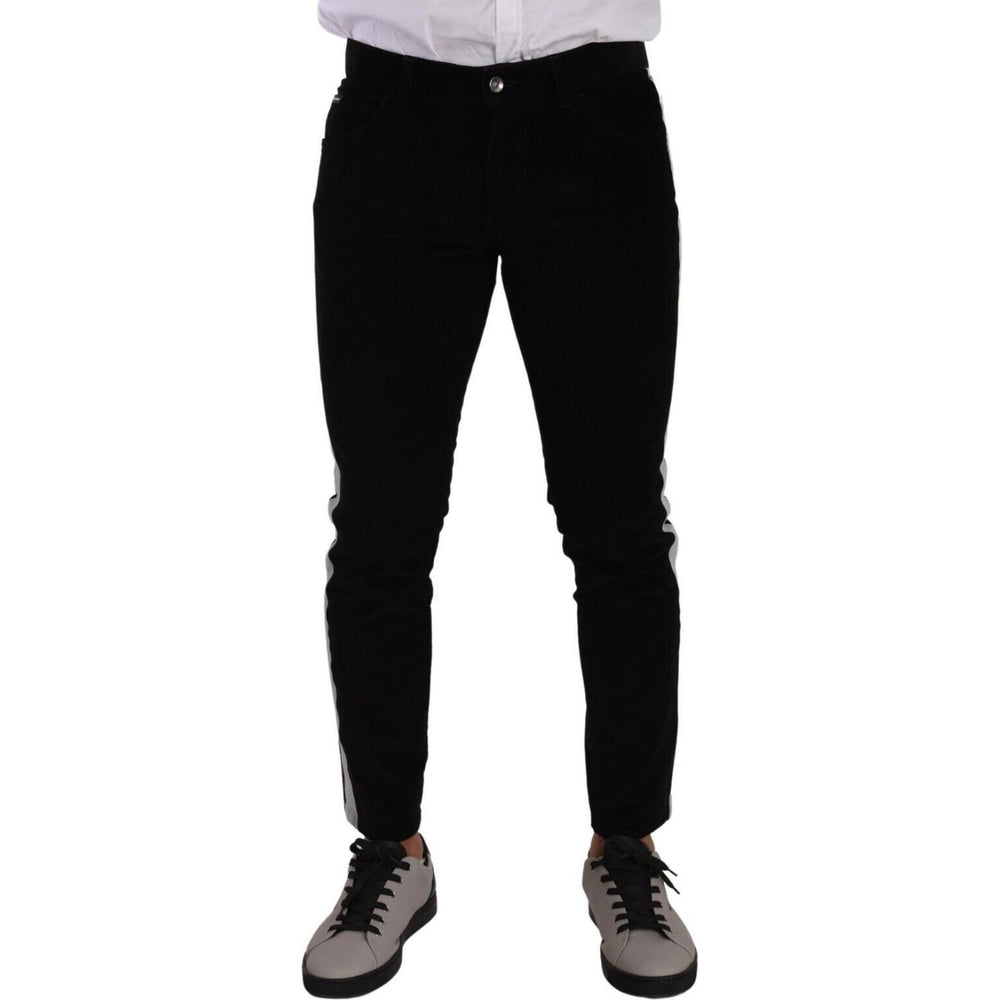 Dolce & Gabbana Black Cotton Stretch Skinny Corduroy Jeans