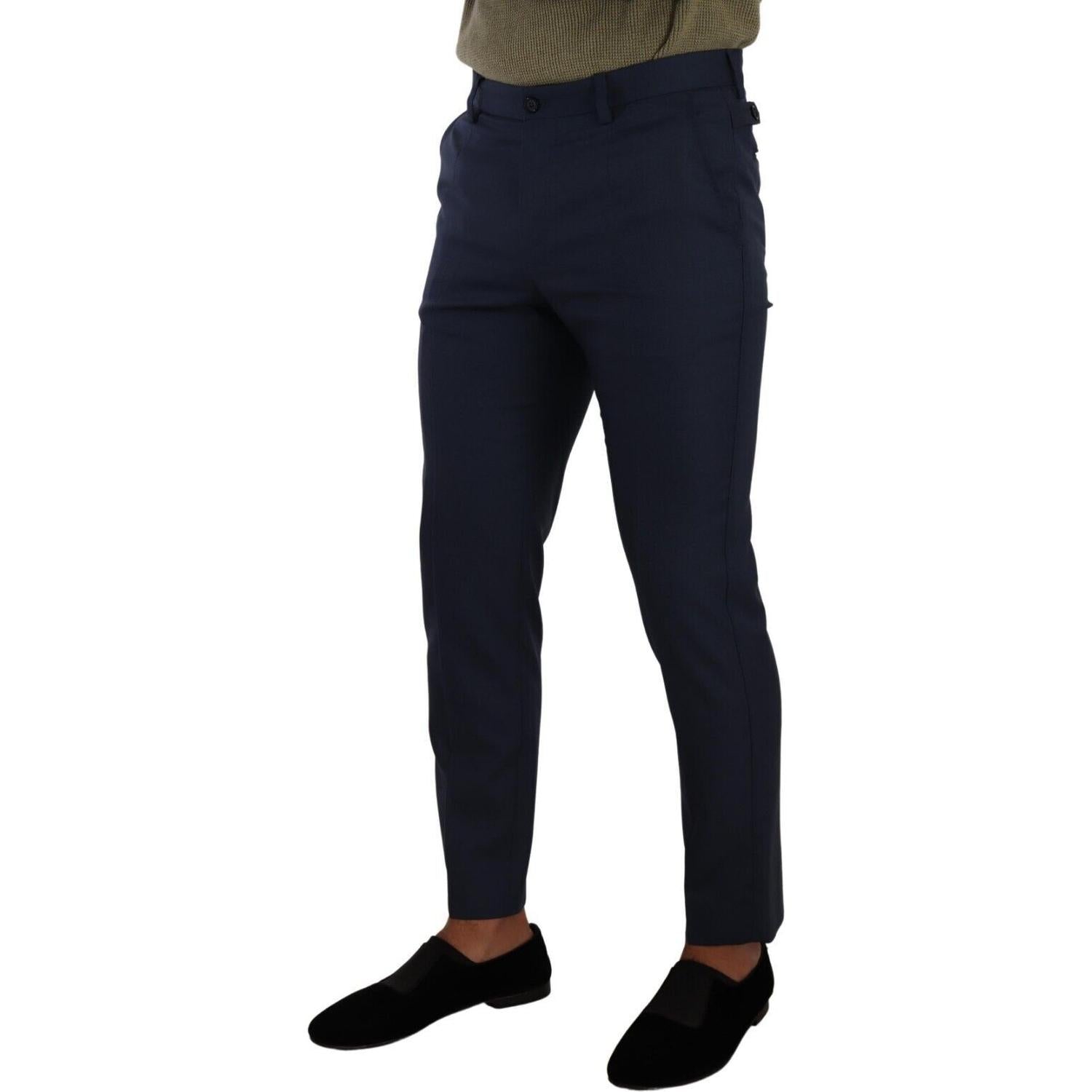 Dolce & Gabbana Dark Blue Wool Skinny Formal Dress Pants