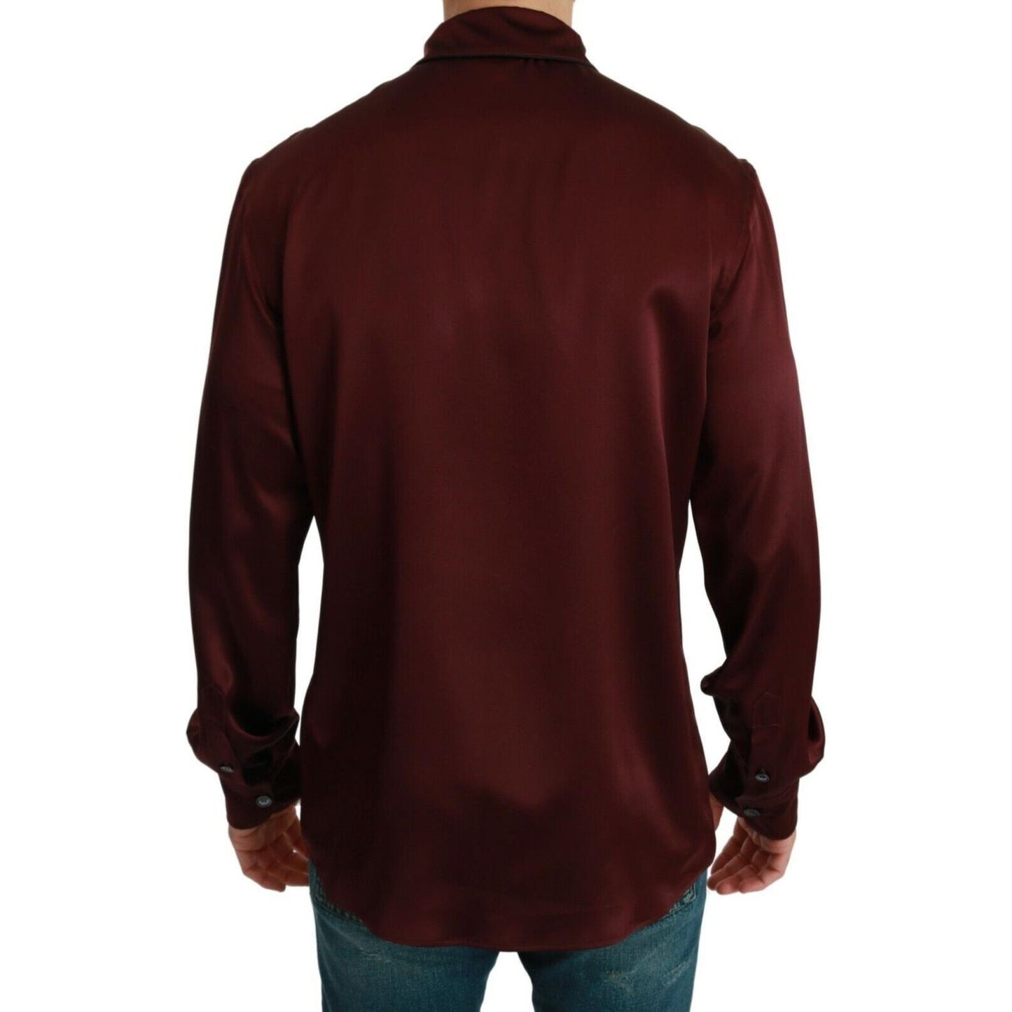 Dolce & Gabbana Bordeaux Silk Pajama Casual Shirt