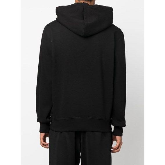 Versace Jeans Black Cotton Logo Details Hooded Sweatshirt