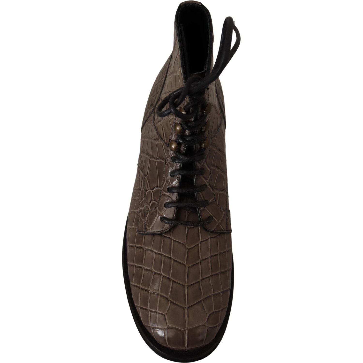 Dolce & Gabbana Gray Crocodile Leather Derby Boots