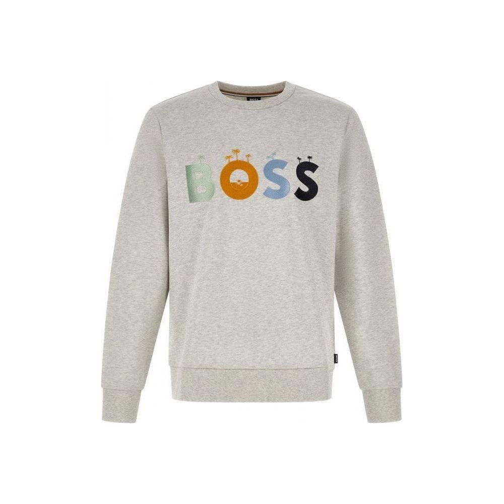 Hugo Boss Grey Cotton Logo Details Sweatshirt