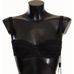 Dolce & Gabbana Black Polka Dot Satin Lace Balconette Bra