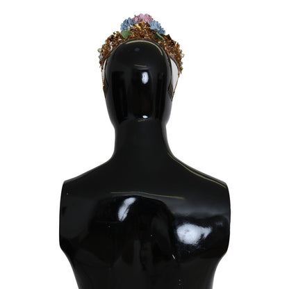 Dolce & Gabbana Gold Crystal Purple Hortensia Headband Crown Diadem