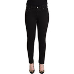 Dolce & Gabbana Black Cotton Mid Waist Denim Slim Fit Jeans
