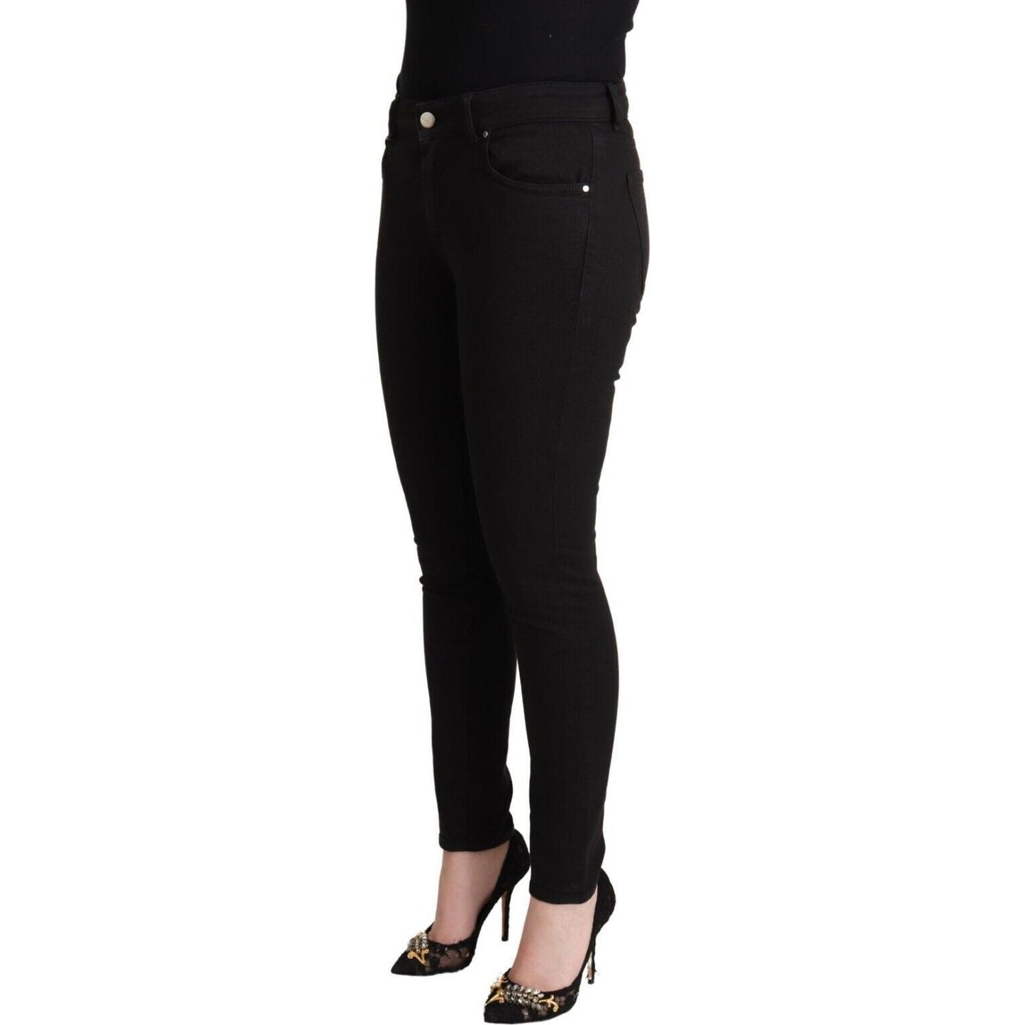 Dolce & Gabbana Black Cotton Mid Waist Denim Slim Fit Jeans