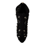 Dolce & Gabbana Black Crystals Heels Zipper Short Boots Shoes