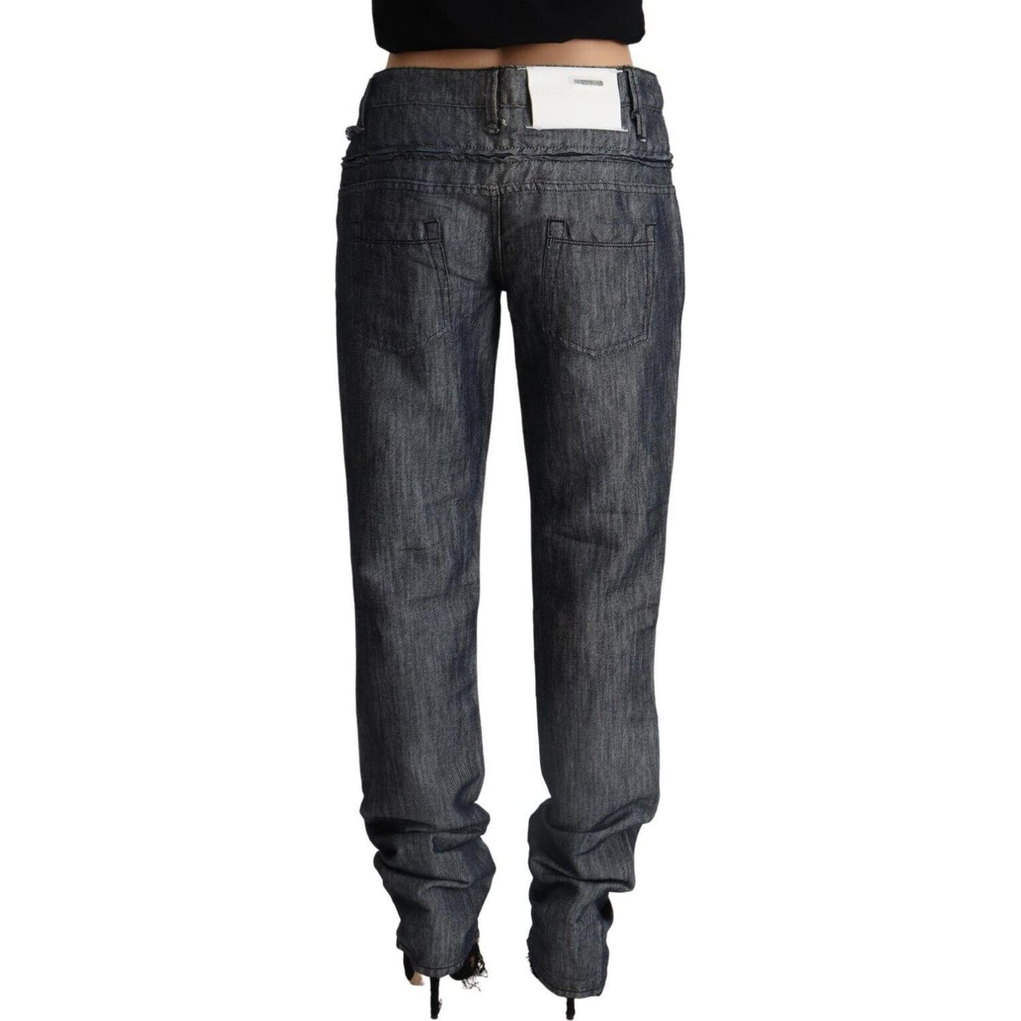 Acht Dark Gray Ramie Mid Wide Waist Straight Denim Jeans