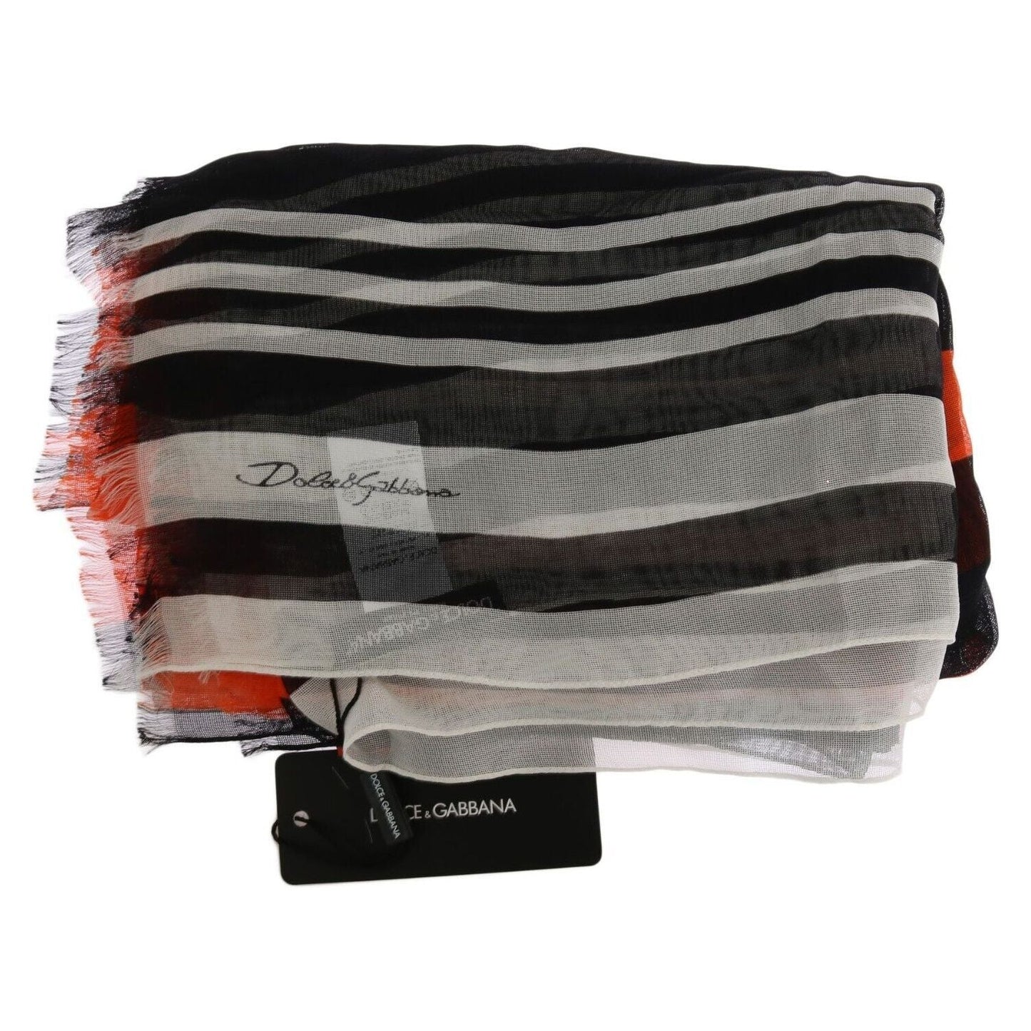 Dolce & Gabbana Multicolor Striped Silk Shawl Fringes Scarf