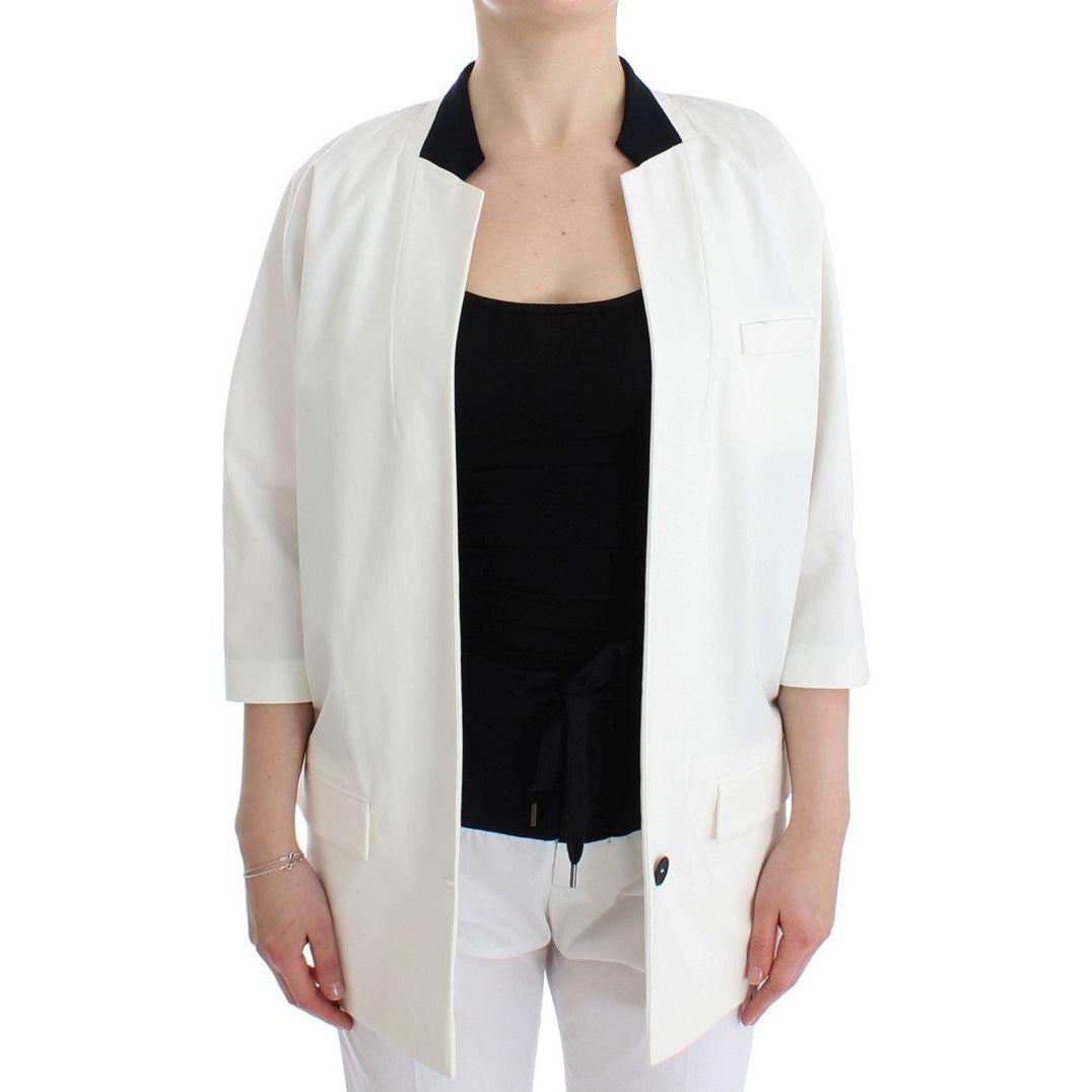 Andrea Pompilio White Cotton Blend Oversized Blazer Jacket Blazer Jacket