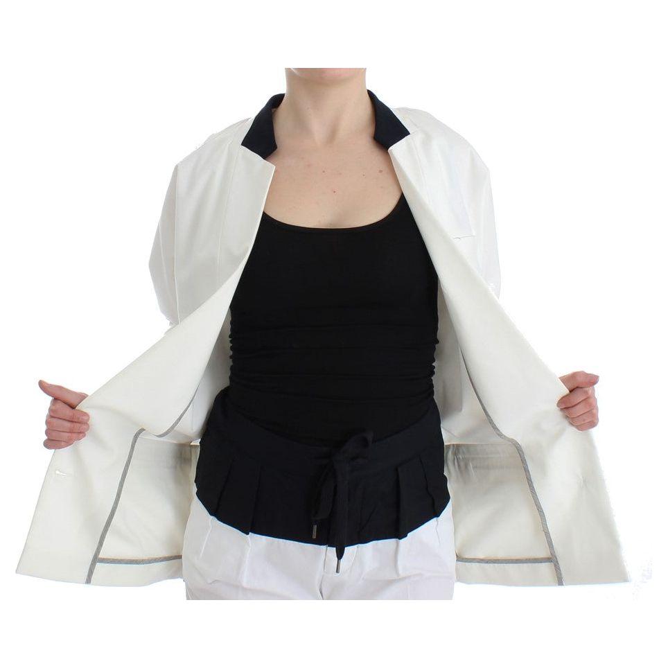 Andrea Pompilio White Cotton Blend Oversized Blazer Jacket Blazer Jacket
