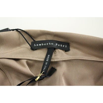 Lamberto Petri Brown Draped Silk Sheath Shift Coctail Dress