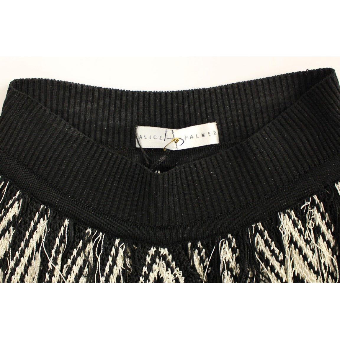 Alice Palmer White Black Knitted Assymetrical Skirt