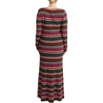 Missoni Multicolor Stripe Wool Knitted Maxi Sheath Dress