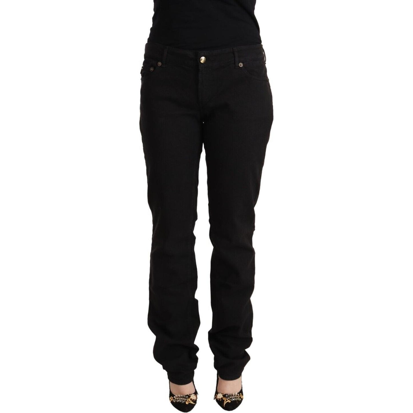 Just Cavalli Black Mid Waist Denim Cotton Skinny Jeans
