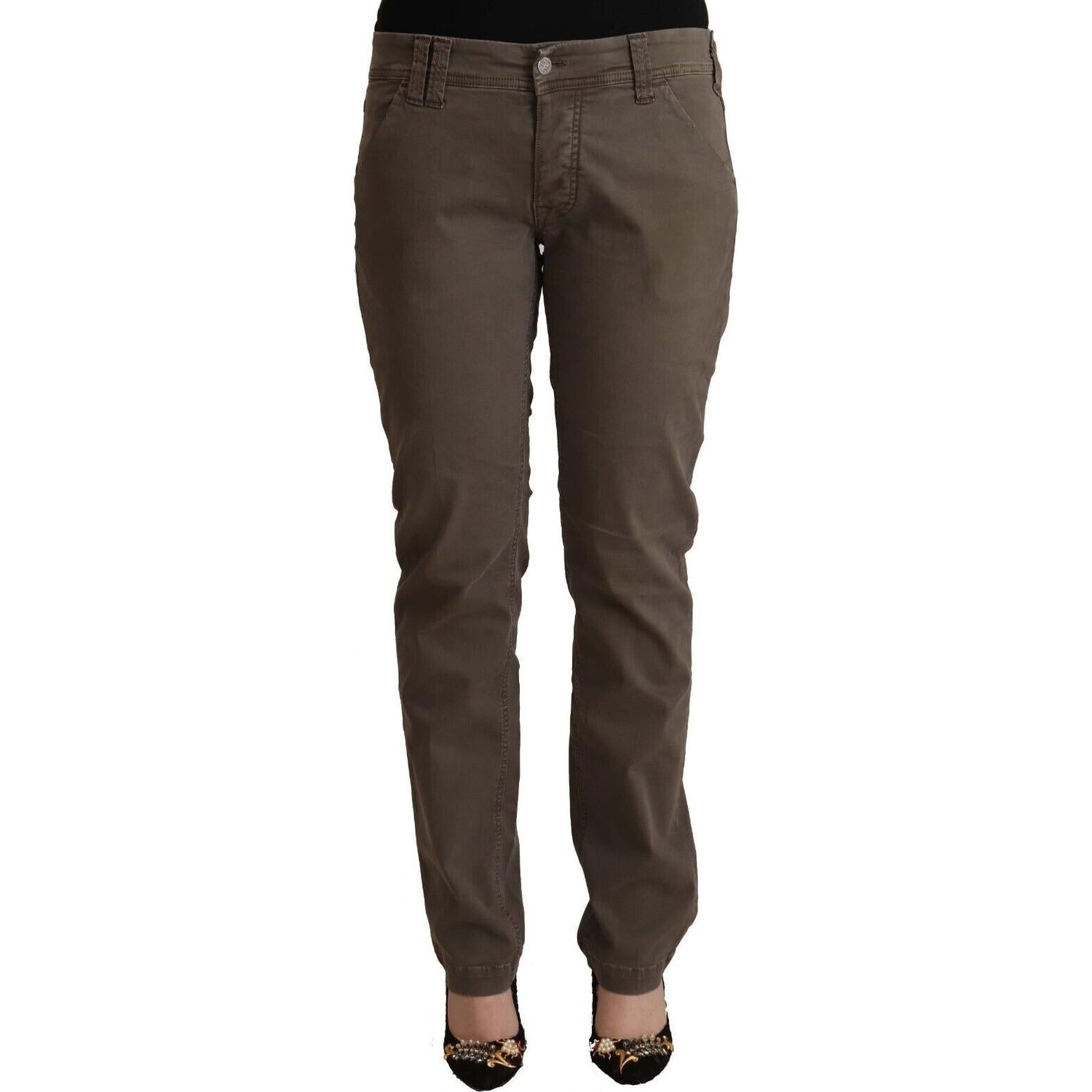 CYCLE Brown Cotton Low Waist Skinny Casual Jeans