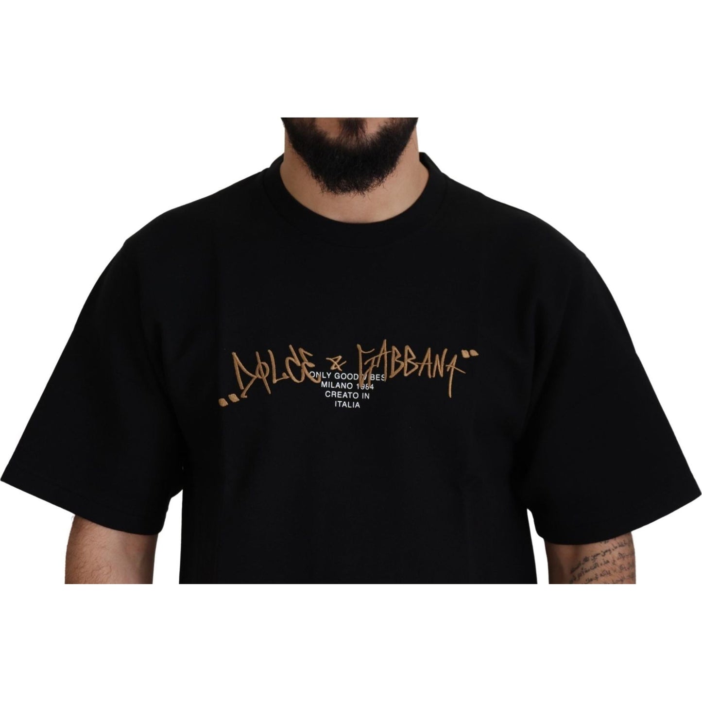 Dolce & Gabbana Black Logo Cotton Crewneck T-shirt