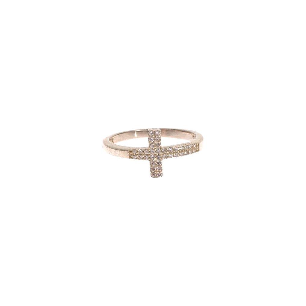 Nialaya Silver CZ Cross 925 Ring