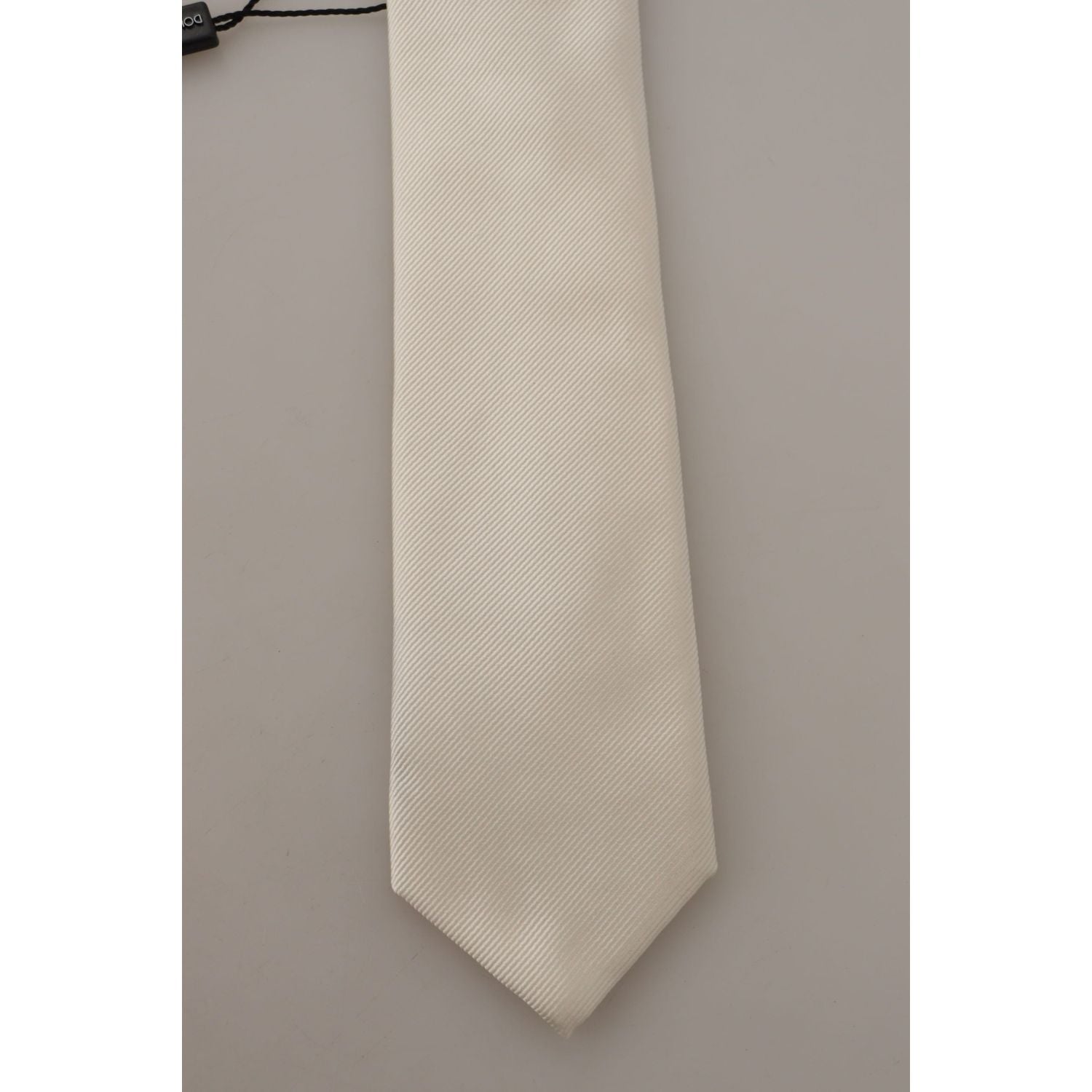 Dolce & Gabbana Off-White 100% Silk Slim Adjustable  Accessory Necktie