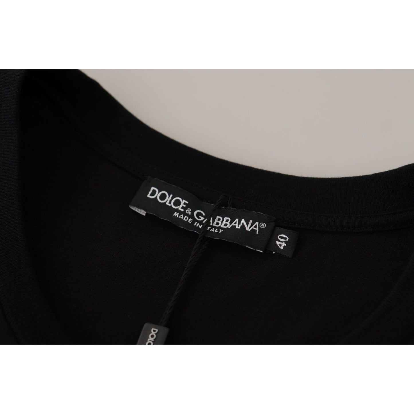 Dolce & Gabbana Black Logo Motive Crewneck Cotton T-shirt