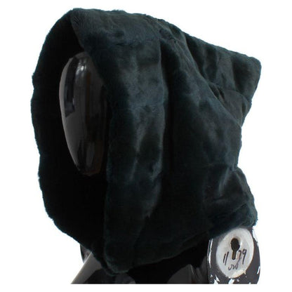 Dolce & Gabbana Green Weasel Fur Crochet Hood Scarf Hat Hat