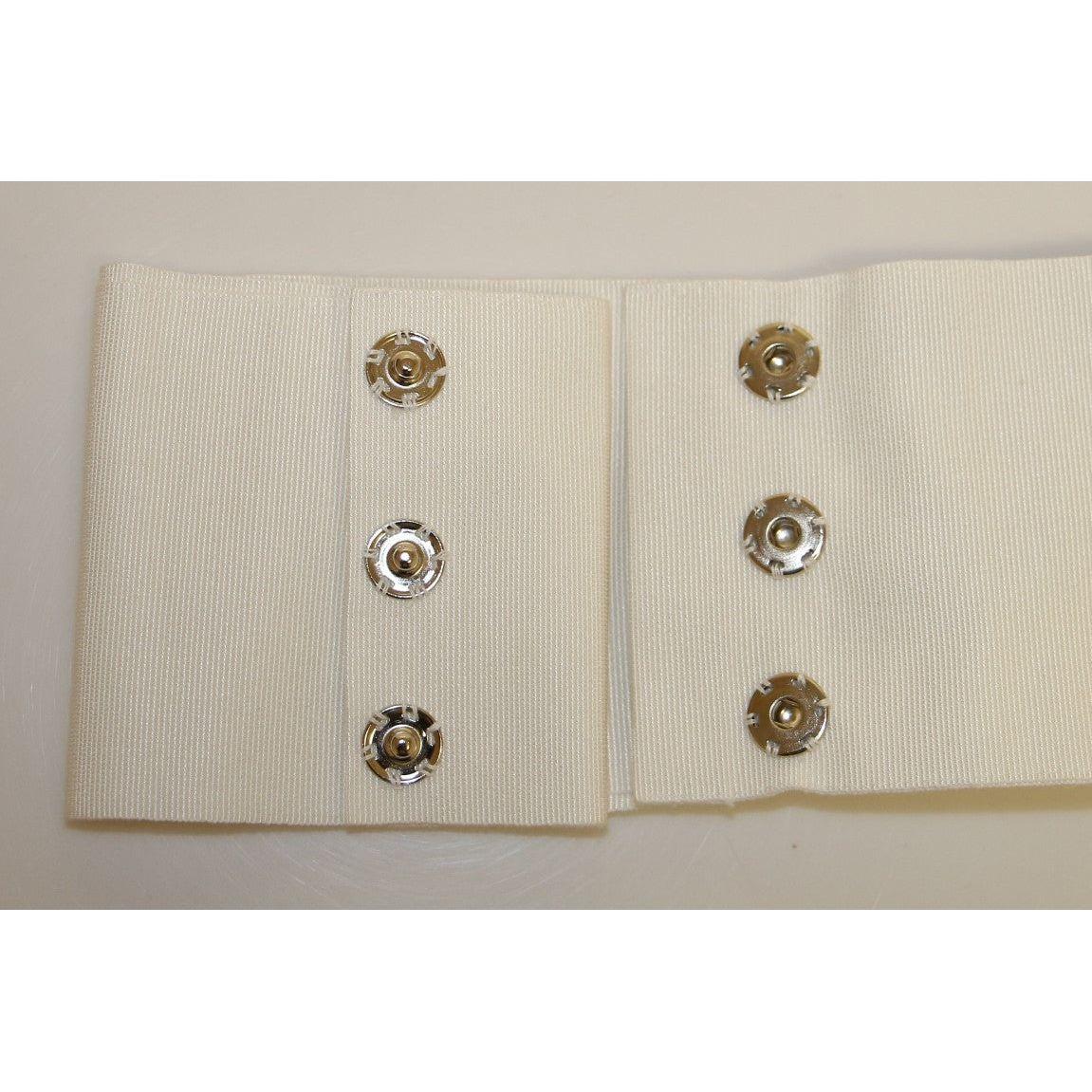 Dolce & Gabbana White Crystal Brass Wide Waist Runway Belt Belt