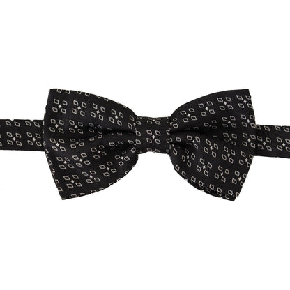 Dolce & Gabbana Black White Polka Dot 100% Silk Neck Papillon Tie