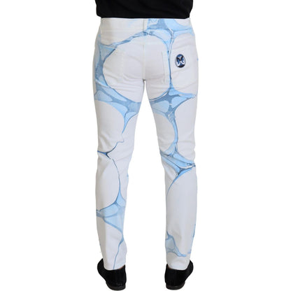 Dolce & Gabbana White Blue Denim Cotton Jeans Stretch Skinny Fit Pant