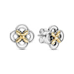 PANDORA JEWELS Mod. TWO-TONE FLOWER Earrings
