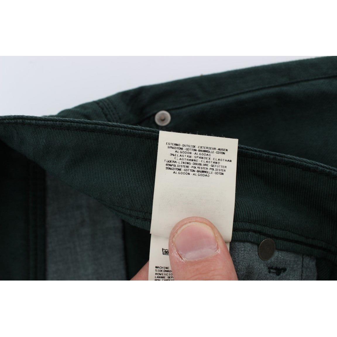 Ermanno Scervino Green Cotton Denim Stretch Straight Fit Jeans