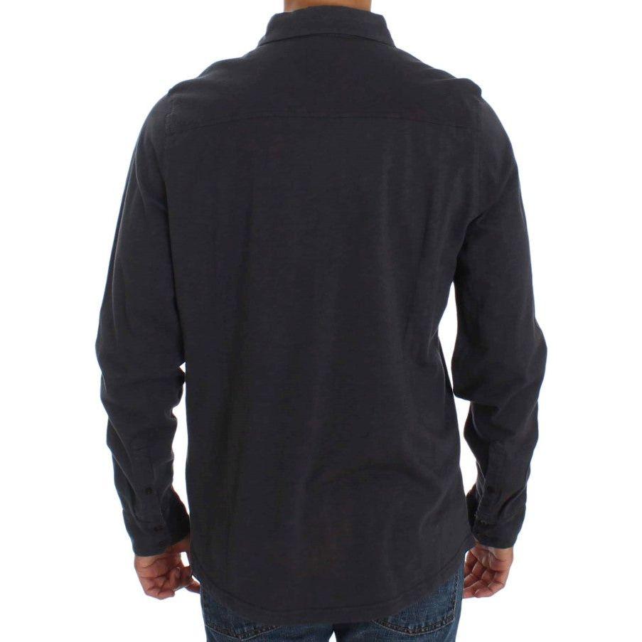 Alpha Massimo Rebecchi Gray Cotton Button Down Casual Shirt