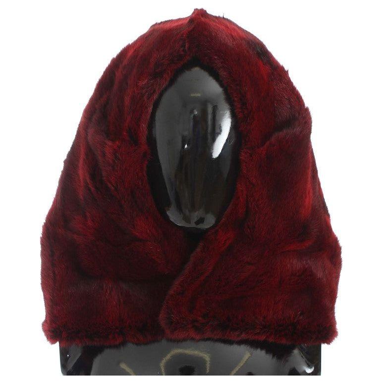 Dolce & Gabbana Bordeaux Hamster Fur Crochet Hood Scarf Hat