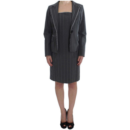 BENCIVENGA Gray Stretch Suit Sheath Dress & Blazer Set