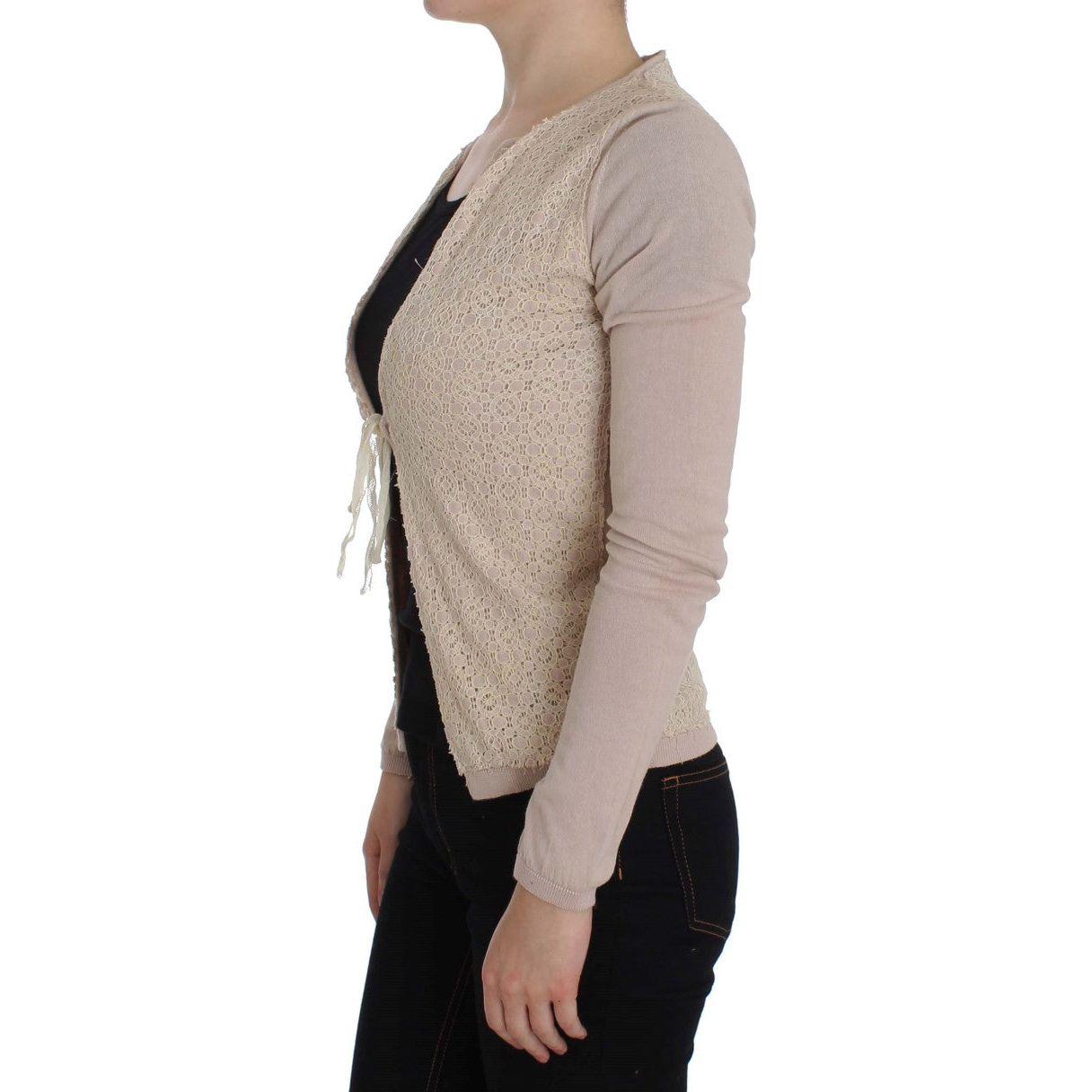 PINK MEMORIES Pink Floral Lace Wrap Sweater